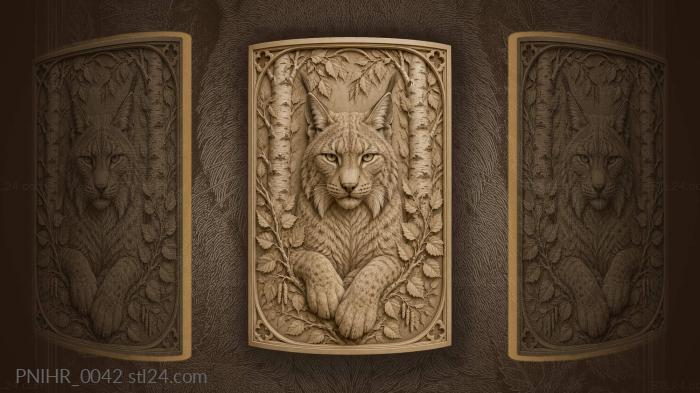 Wild lynx among birch trees 3d STL model