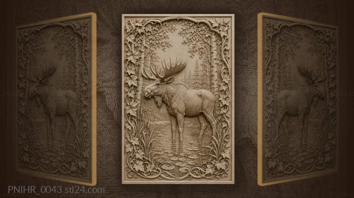 Moose in tranquil forest pond 3d STL model