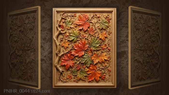 Autumn maple leaves and branches 3d STL model