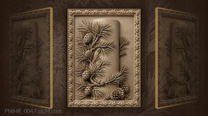 Pine forest and lotus border 3d STL model