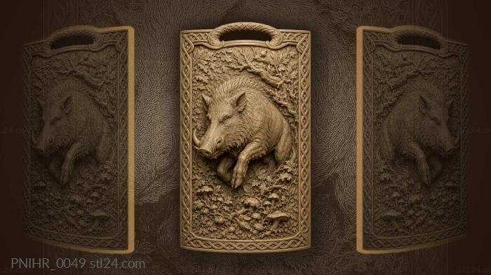 Boar charging through mushrooms and leaves 3d STL model