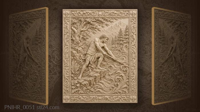 Forest waves distant mountain scene 3d STL model