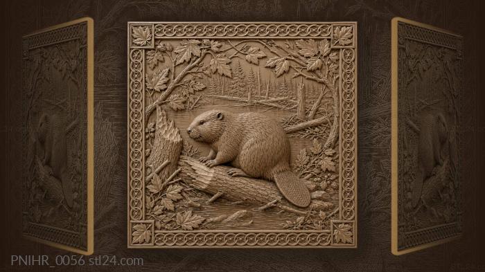 Beaver among felled trees water 3d STL model