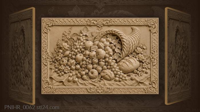 Strawberries and cherries spilling from a horn 3d STL model