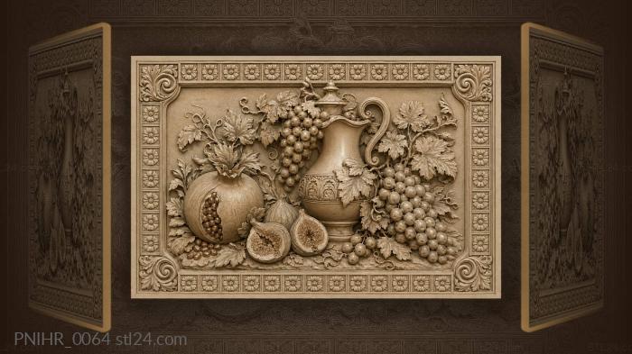 Pomegranate and figs by a brass pitcher 3d STL model
