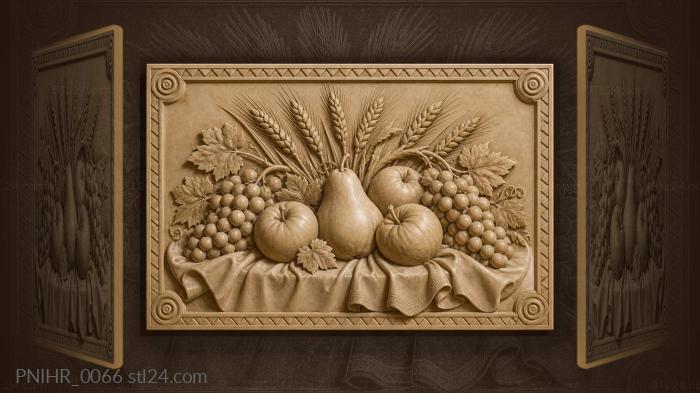 Pear among wheat stalks and grapes 3d STL model