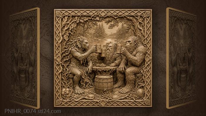 Tavern scene with mythical company 3d STL model
