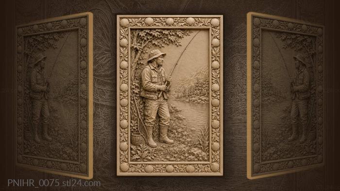 Angler lifting his rod among shells 3d STL model