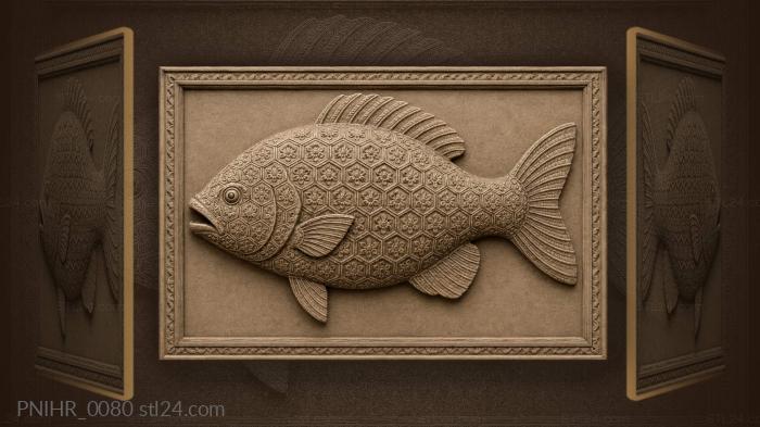 Stylized fish with hexagonal pattern 3d STL model