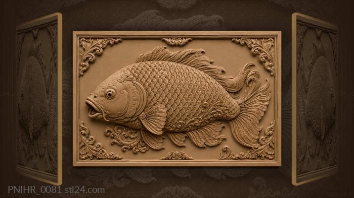 Golden carp swimming into depths 3d STL model