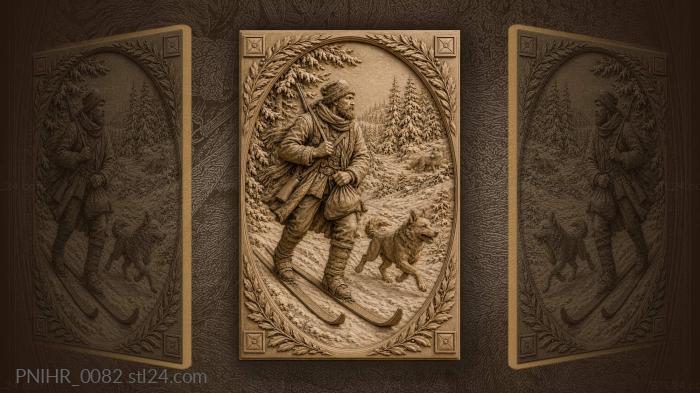Skier with a rifle after a distant fox 3d STL model