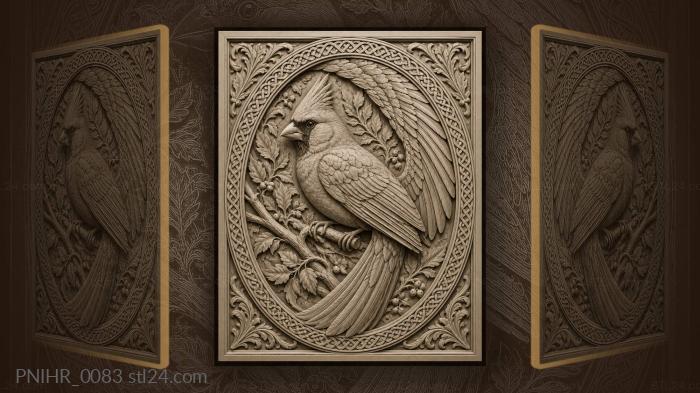Cardinal bird in celtic frame 3d STL model