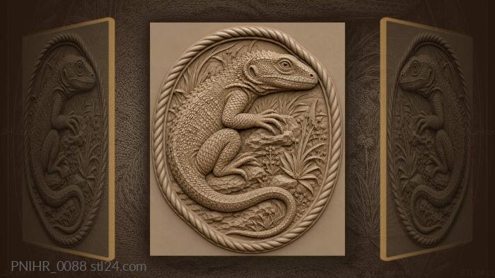 Lizard silhouette organic oval design 3d STL model