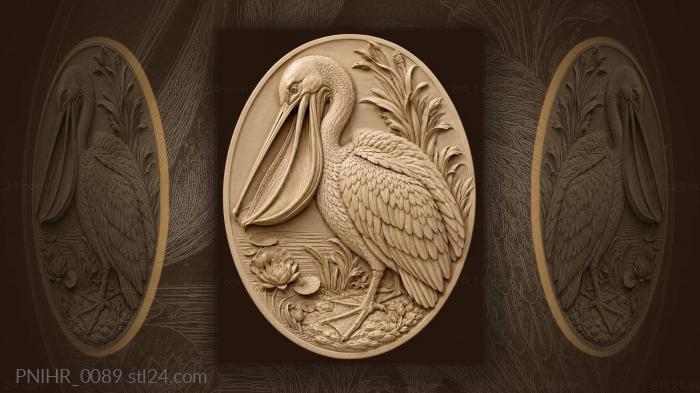 Pelican with open beak silhouette 3d STL model