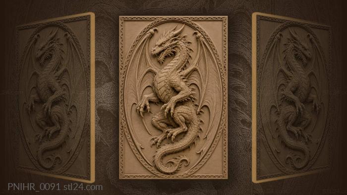 Dragon wrapping its wings around the field 3d STL model