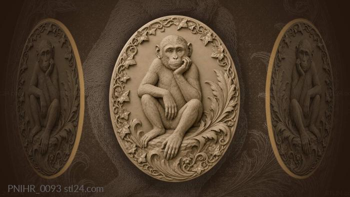 Relaxed monkey among ivy leaves 3d STL model