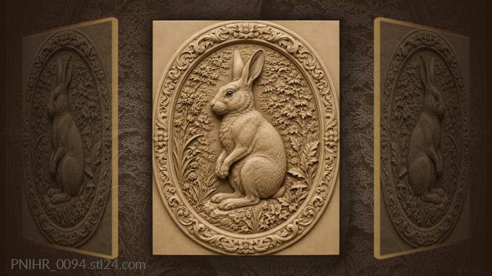 Alert rabbit in peaceful meadow 3d STL model
