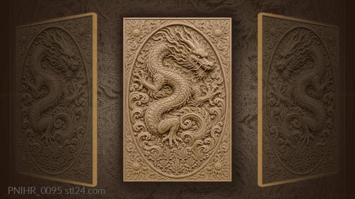 Dragon curling like a wave along the edge 3d STL model