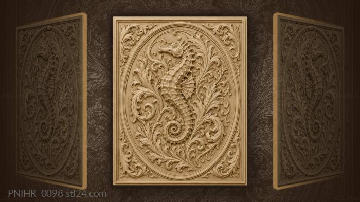 Seahorse among swirling leaves and vines 3d STL model