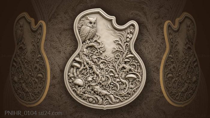 Owl guitar roots whimsical forest 3d STL model