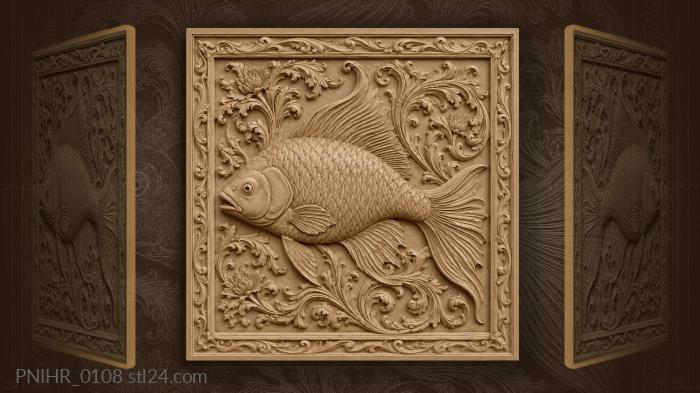 Textured fish silhouette dynamic scales 3d STL model