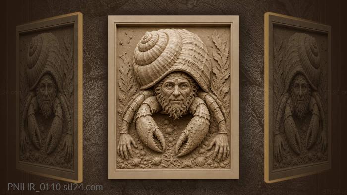 Hermit crab hauling a spiral shell 3d STL model