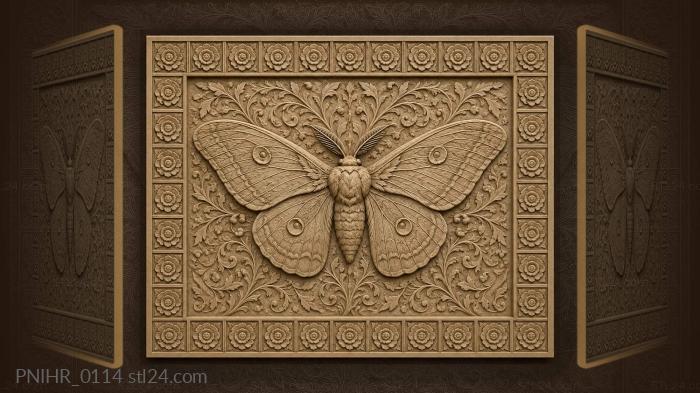 Moth wings floral border design 3d STL model