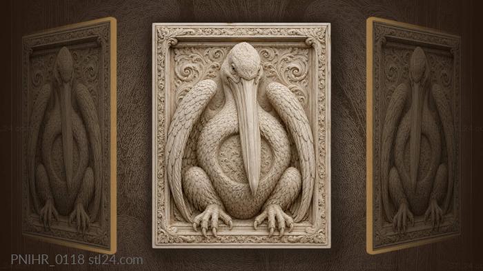 Pelican with unique belly detail 3d STL model