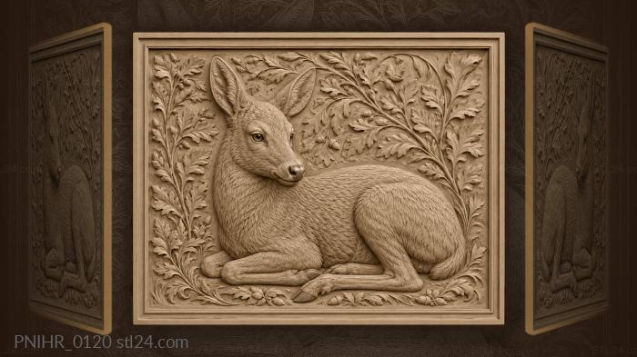 Deer resting in leafy growth 3d STL model