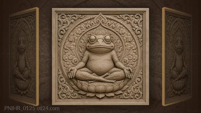 Meditative frog with round glasses 3d STL model