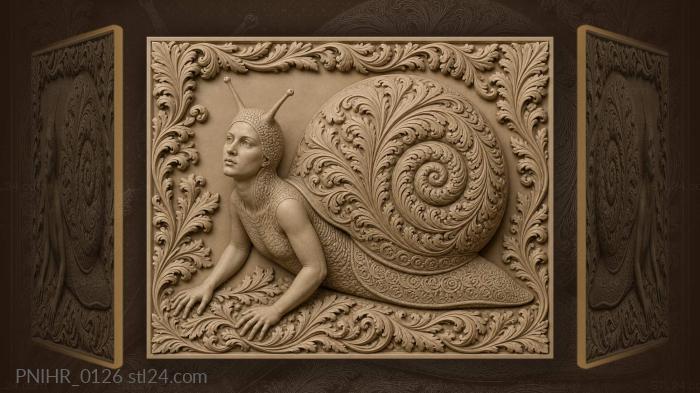 Snail shell swirling leaves nature 3d STL model