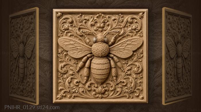 Flying bee silhouette summer artwork 3d STL model