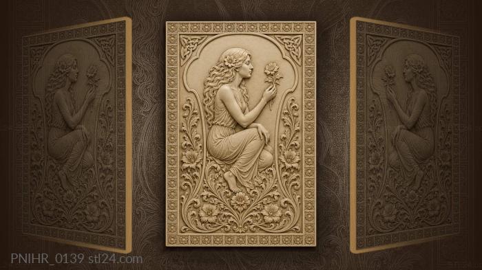 Woman with a flower on a guitar head 3d STL model