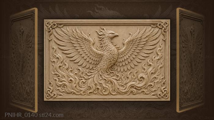Phoenix rising out of curling flames 3d STL model