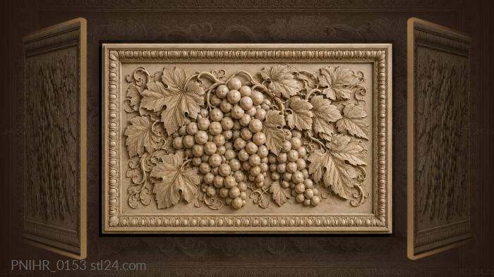Grape cluster among large leaves 3d STL model