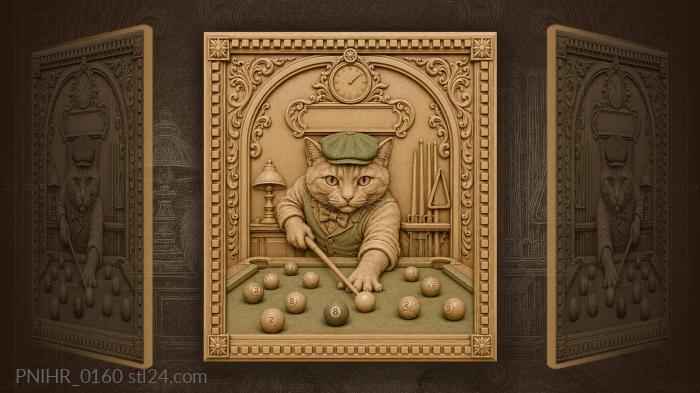 Cat plays pool life is game 3d STL model