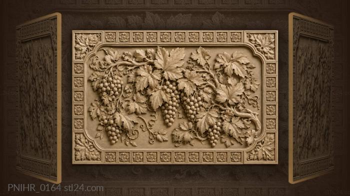 Grapes cascading through thick leaves 3d STL model