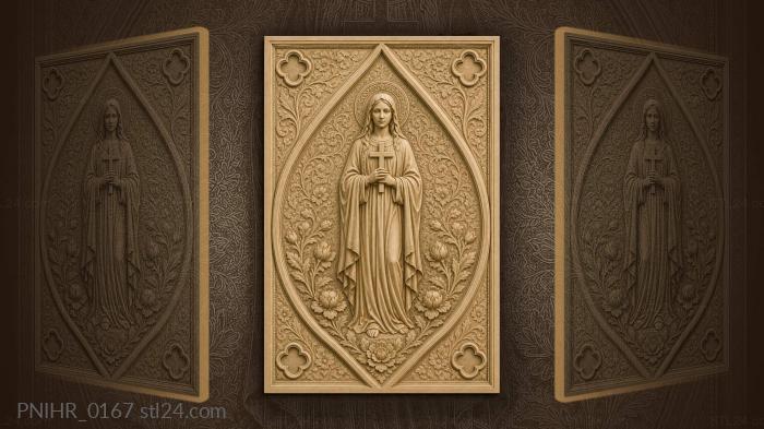 Virgin holding a cross among flowers 3d STL model