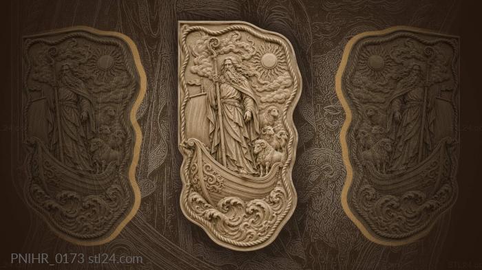 Old man with staff in ship 3d STL model