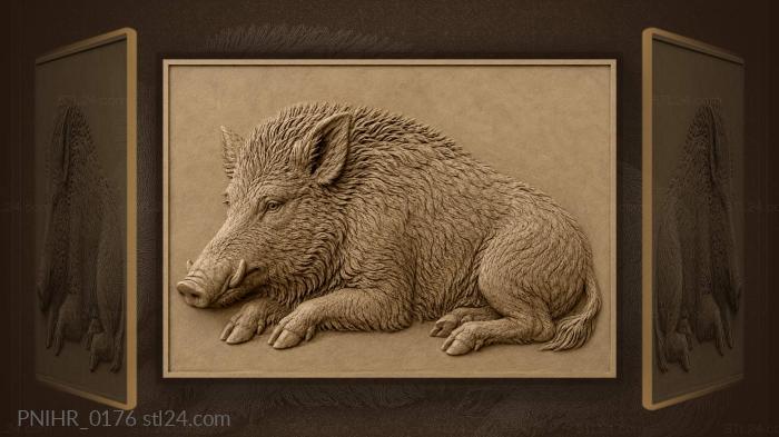 Boar lying down at rest 3d STL model