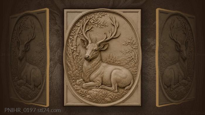 Antlered deer lying on its side 3d STL model