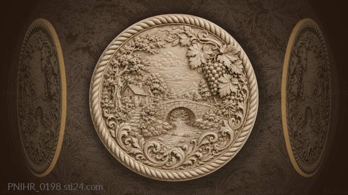 Country bridge with grapes and vines 3d STL model