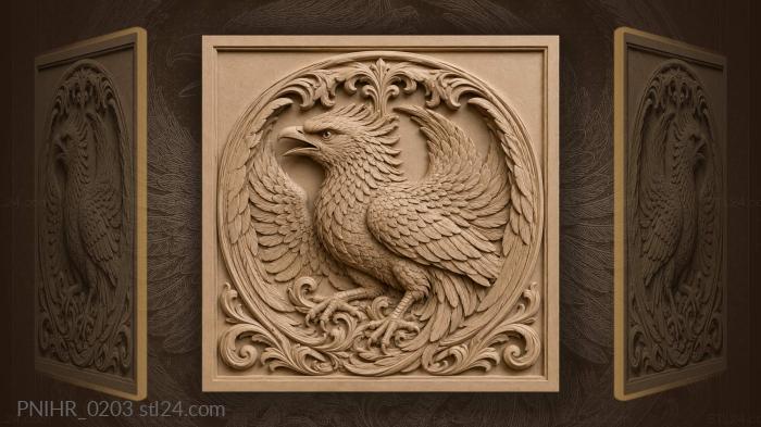 Crouching bird with an open beak 3d STL model