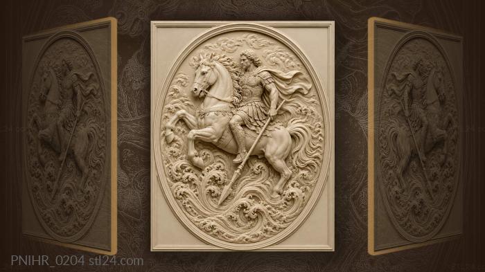 Rider with spear on rearing horse 3d STL model