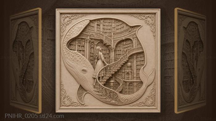 Whale’s belly filled with books 3d STL model