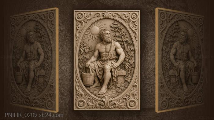 Bearded strongman with bucket on bench 3d STL model
