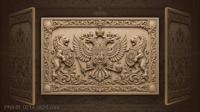 Double eagle between two rearing lions 3d STL model