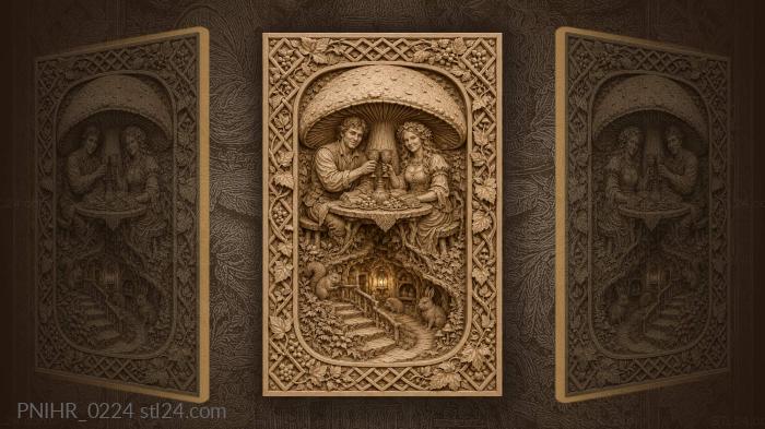 Mushroom feast cozy forest grotto 3d STL model