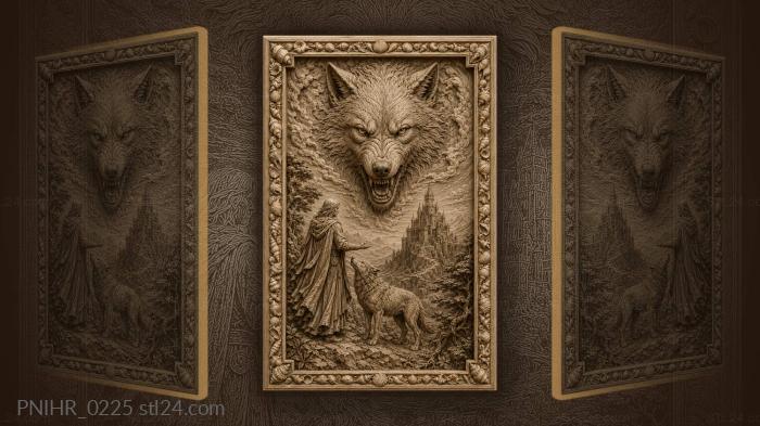 Wolf above a forest clearing 3d STL model