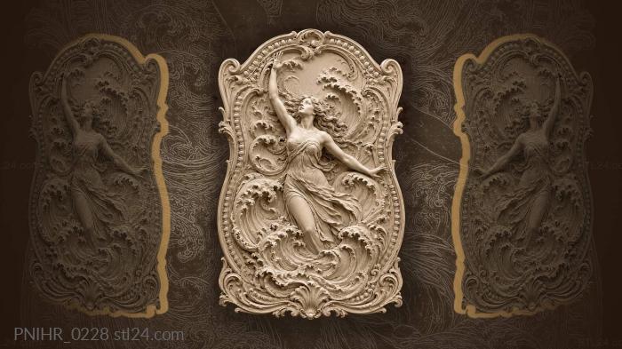 Ocean goddess rising from waves 3d STL model
